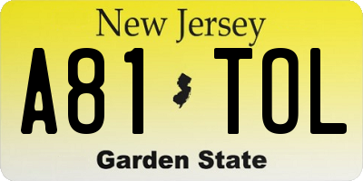 NJ license plate A81TOL