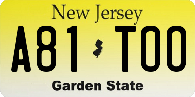 NJ license plate A81TOO