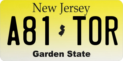 NJ license plate A81TOR