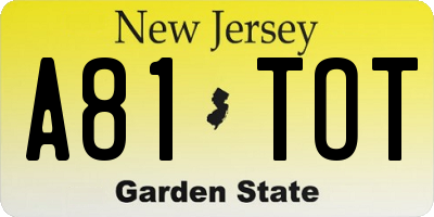 NJ license plate A81TOT