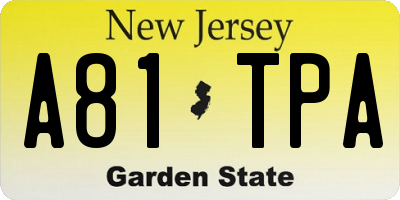 NJ license plate A81TPA