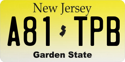 NJ license plate A81TPB