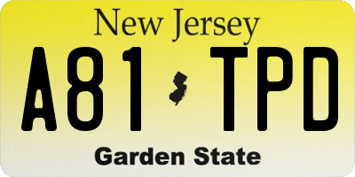 NJ license plate A81TPD