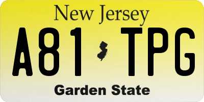 NJ license plate A81TPG