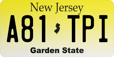 NJ license plate A81TPI