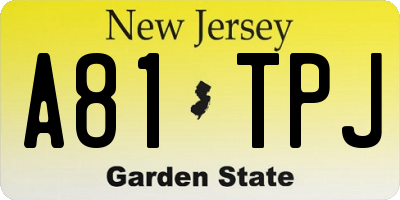 NJ license plate A81TPJ