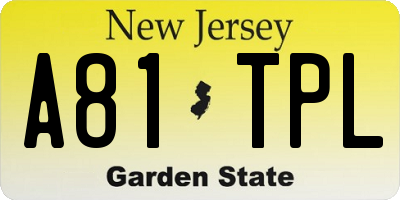 NJ license plate A81TPL