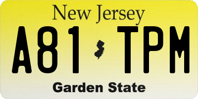 NJ license plate A81TPM