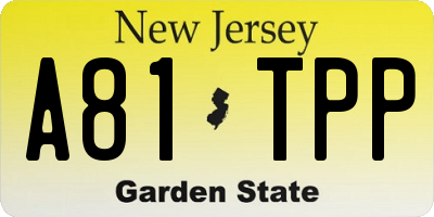 NJ license plate A81TPP