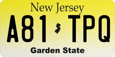NJ license plate A81TPQ