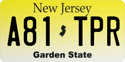 NJ license plate A81TPR