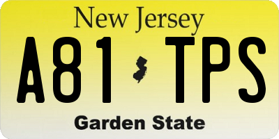 NJ license plate A81TPS