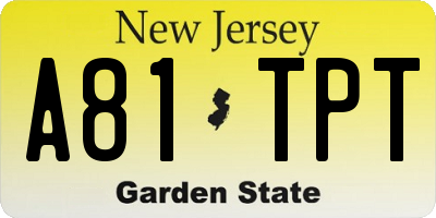 NJ license plate A81TPT
