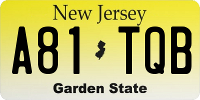 NJ license plate A81TQB
