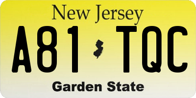 NJ license plate A81TQC
