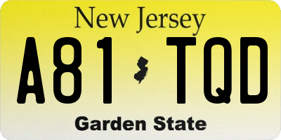 NJ license plate A81TQD
