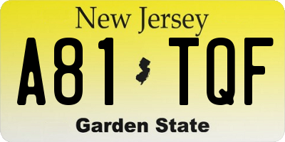 NJ license plate A81TQF