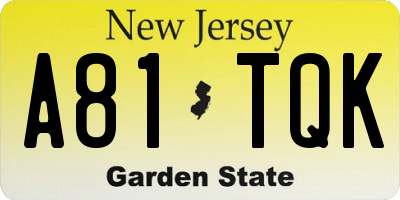 NJ license plate A81TQK