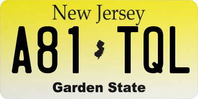 NJ license plate A81TQL