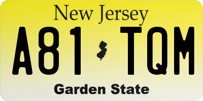 NJ license plate A81TQM
