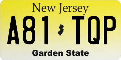 NJ license plate A81TQP