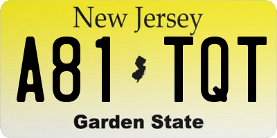 NJ license plate A81TQT