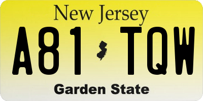 NJ license plate A81TQW
