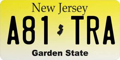 NJ license plate A81TRA