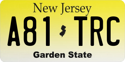 NJ license plate A81TRC