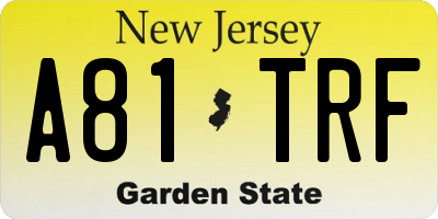 NJ license plate A81TRF