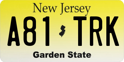 NJ license plate A81TRK