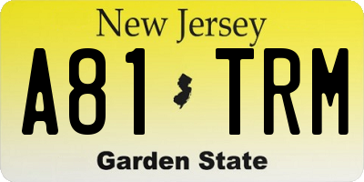 NJ license plate A81TRM
