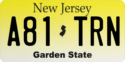 NJ license plate A81TRN
