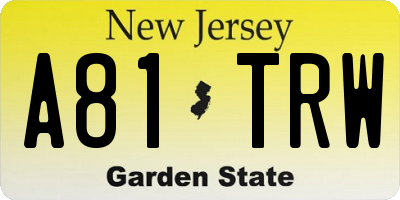 NJ license plate A81TRW