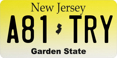 NJ license plate A81TRY