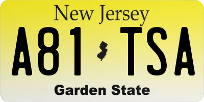 NJ license plate A81TSA