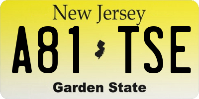 NJ license plate A81TSE