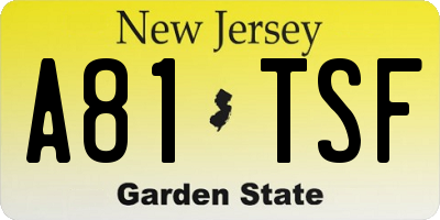 NJ license plate A81TSF