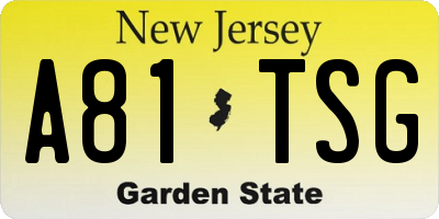 NJ license plate A81TSG