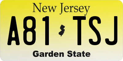 NJ license plate A81TSJ