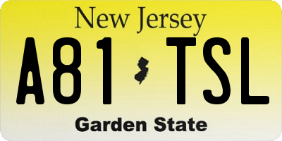 NJ license plate A81TSL