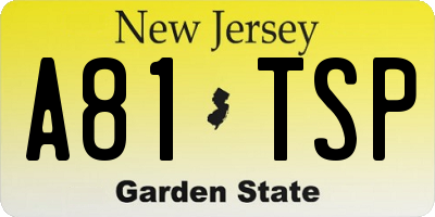 NJ license plate A81TSP