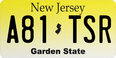 NJ license plate A81TSR