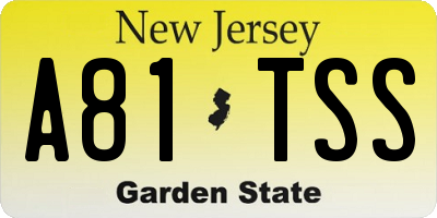 NJ license plate A81TSS