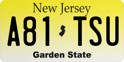 NJ license plate A81TSU