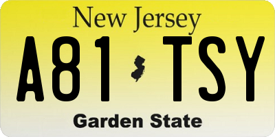NJ license plate A81TSY