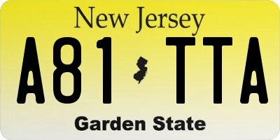 NJ license plate A81TTA