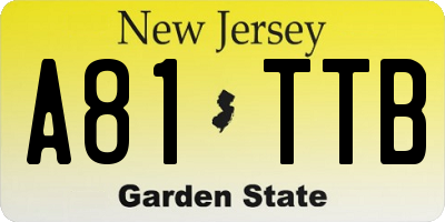 NJ license plate A81TTB