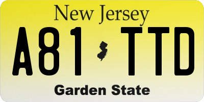 NJ license plate A81TTD
