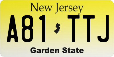 NJ license plate A81TTJ